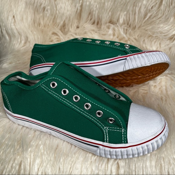 Fashion Paris Shoes - Green Canvas Fashion Paris Shoes (NO LACES)
